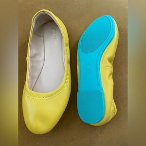 CZZPRC Lambskin Leather Ballet Flats Lemon Yellow 8.5
